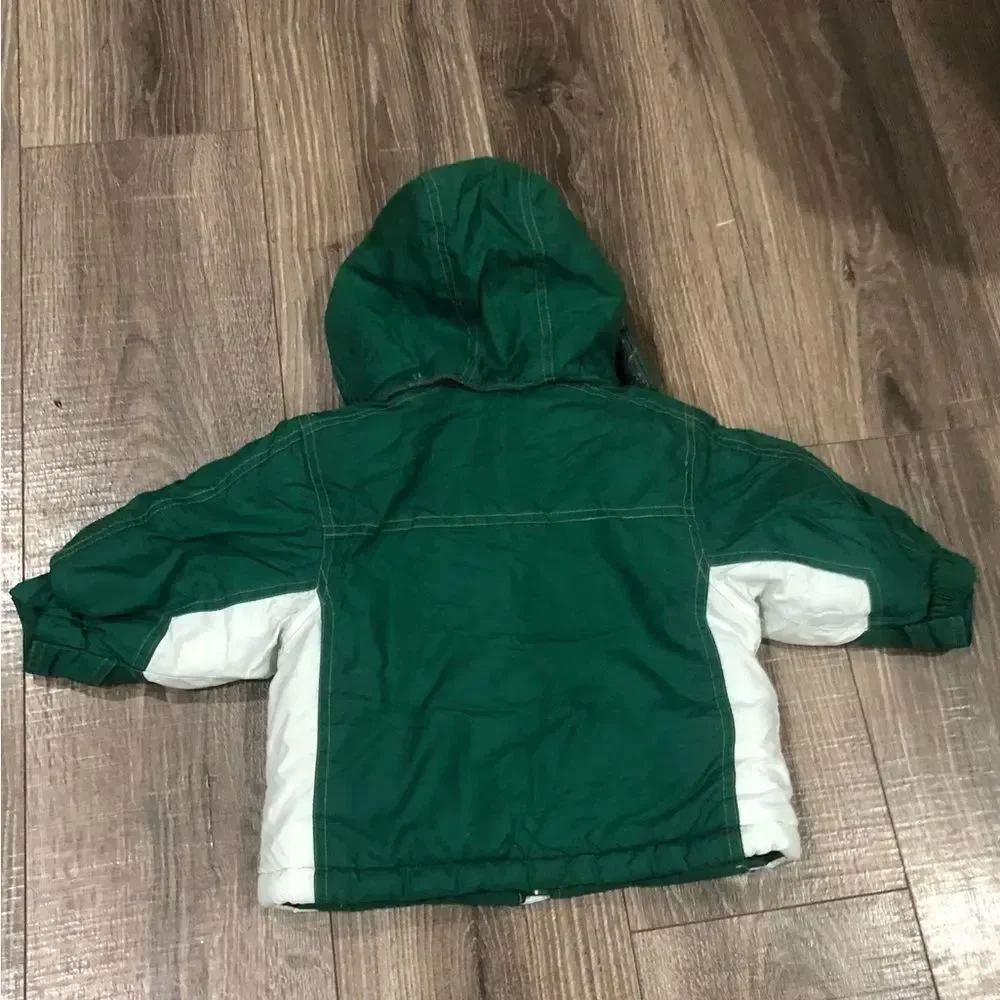 Boys OshKosh B'gosh Snowsuit Size 12M Forest Green and White Snow Set 2 Pieces